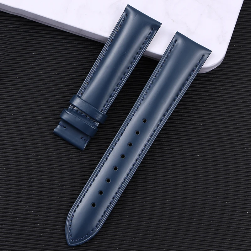 สายนาฬิกาหนังวัวแท้แบบปลดเร็ว เงางาม หนังรัดข้อมือแบบสากลสำหรับ Huawei Samsung ขนาด 20/22 มม. มีสินค้าในสต็อก