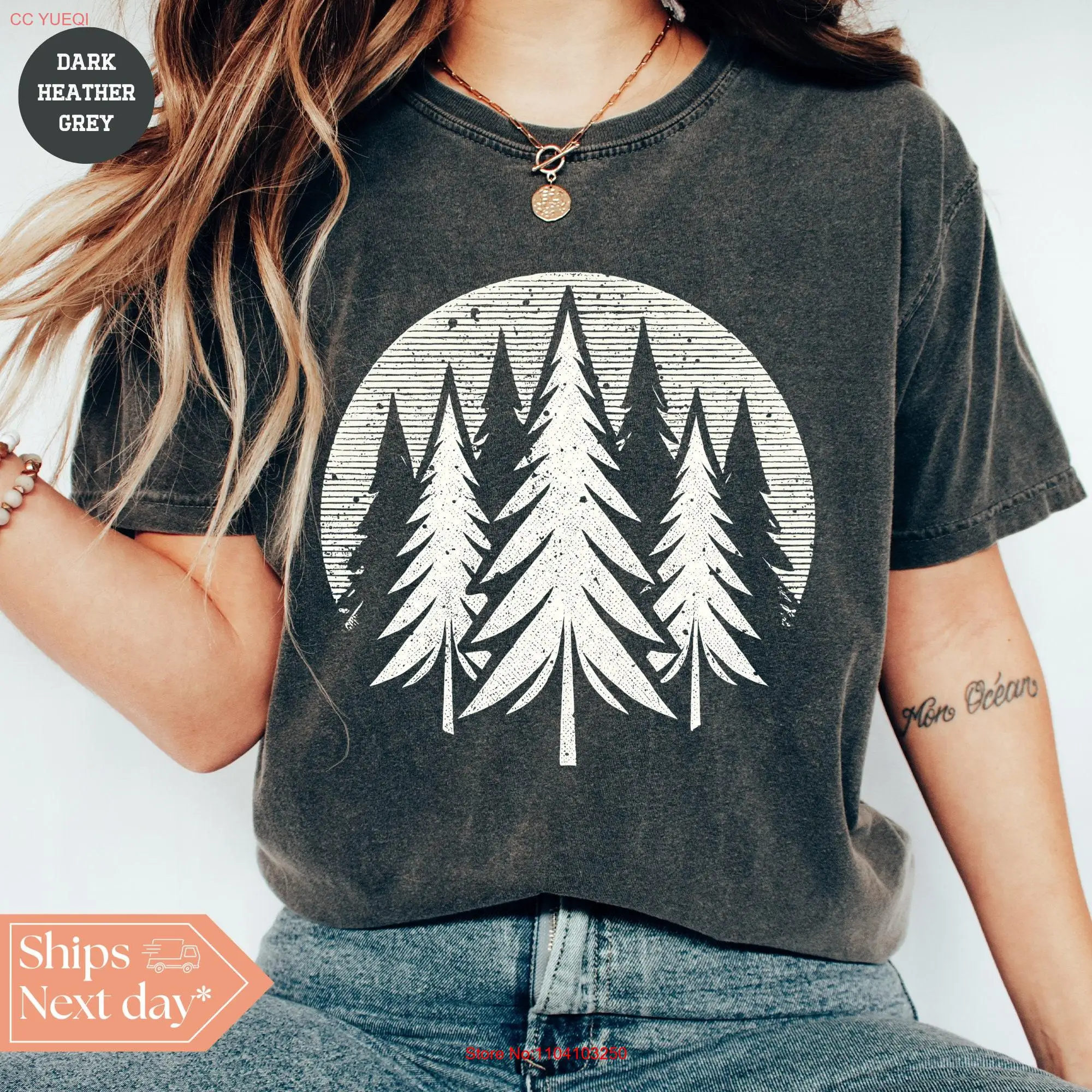 Pine Tree T Shirt Outdoor Nature Lover Mountain ForesT Hiking Comfort Colors long or short sleeves