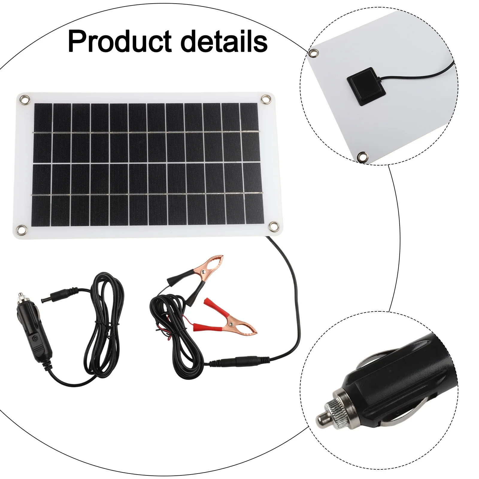 

High Efficiency 30W Solar Charger for Cars RVs and More Internal Diode Prevents Backflow During Non Sunny Hours