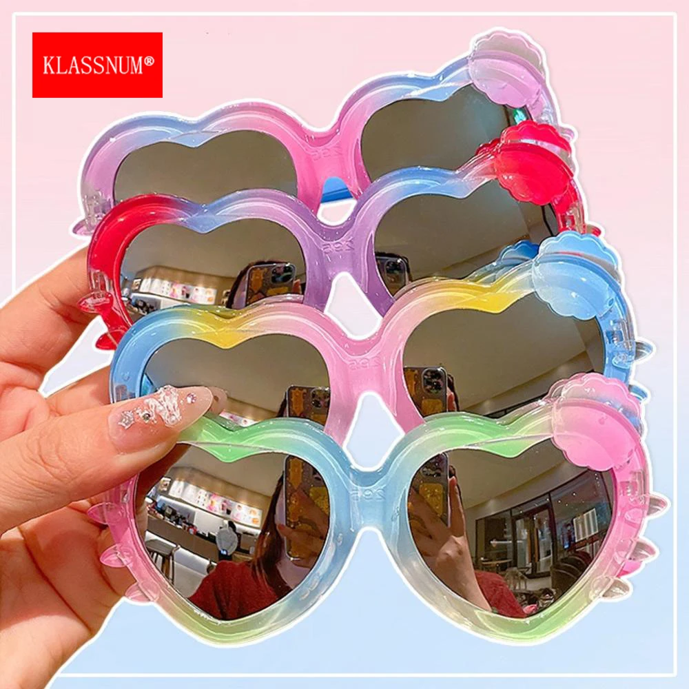 KLASSNUM Love Heart Shaped Children Rainbow Sunglasses For Boys Girls Kids 2-8 Years Party Sun Glasses UV400 Protection Eyewear