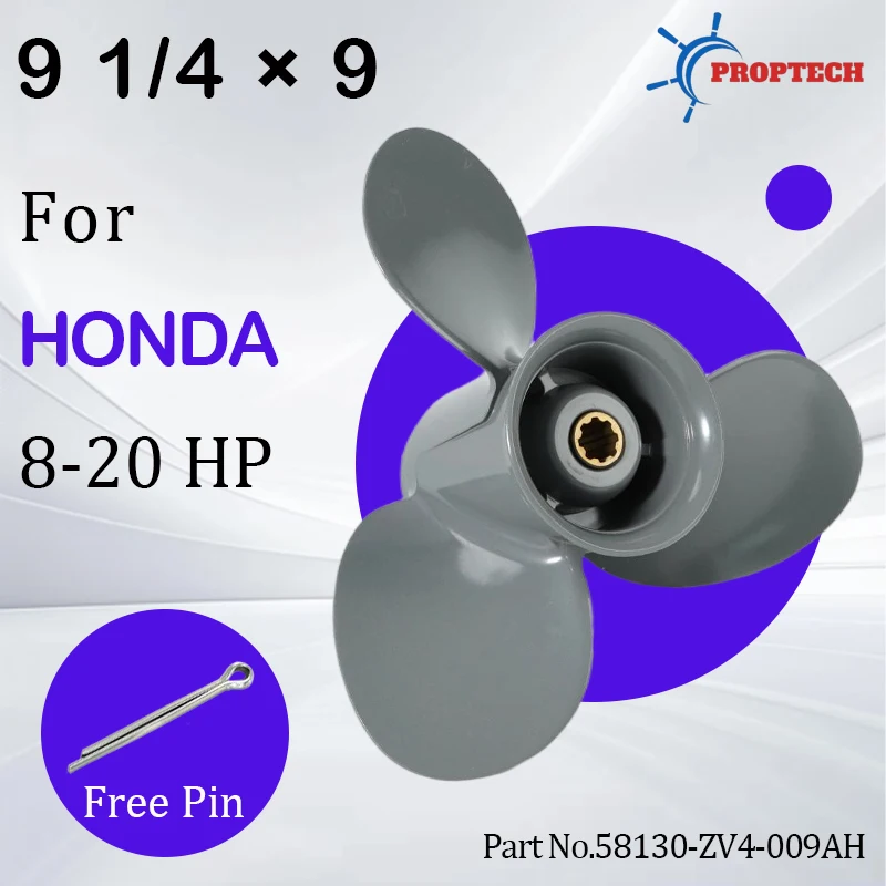 

For HONDA Outboard Propeller 8hp 9.9hp 15hp 20hp Boat Motor Aluminum Screw 3 Blade 8 Spline Fit 9 1/4 x 9 Outboard Accessories