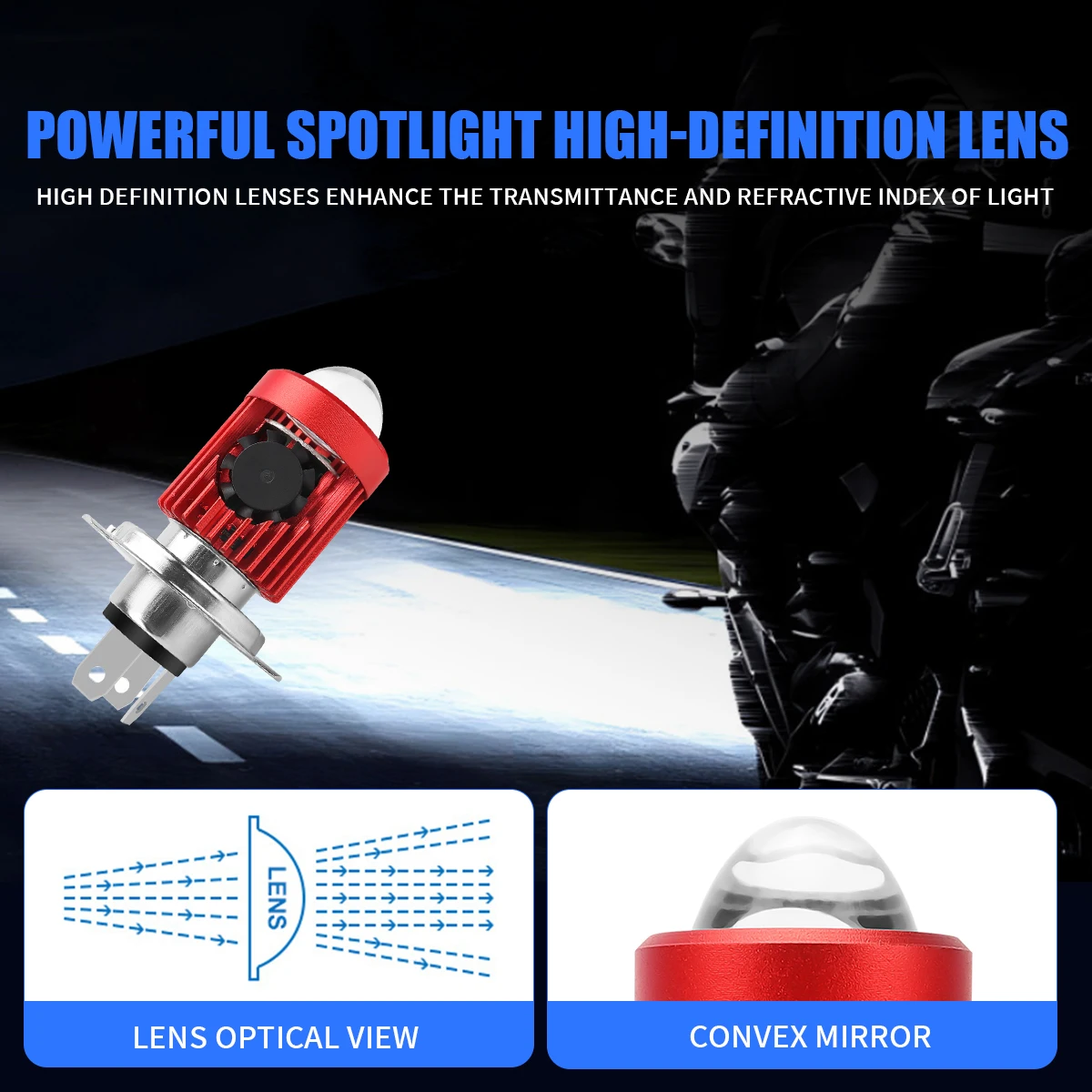 1pc H4 BA20D LED Bulbs Motorcycle Headlight CSP White Yellow High Low Beam Lens LED Bulbs With Fan Fog Light Motorbike Accessory