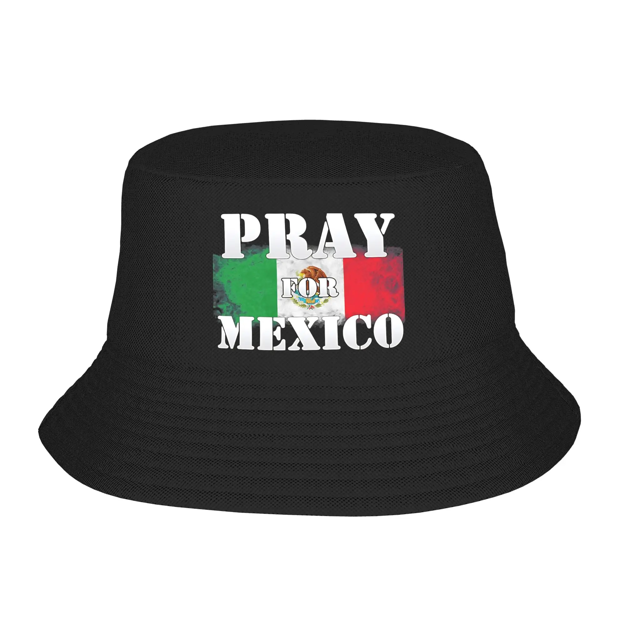 Vocation Getaway Headwear Pray for Mexico flag Accessories Bucket Hats Stylish Unisex  Sun Hat