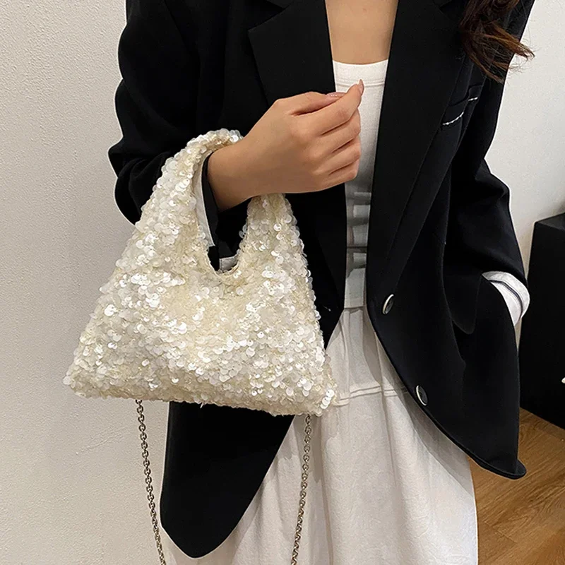 حقائب كروس فاخرة خفيفة ترتر للنساء لربيع وصيف سلاسل رائعة حقيبة كتف مفردة 2025 حقائب يد نسائية أنيقة للحفلات #2