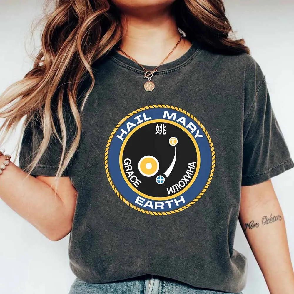 Hail Mary Mission Patch T-Shirt Dr Grace's Jazz Hands Rock Amaze Tee Andy Weir Sci-Fi Book Tee Unisex Short Sleeve Summer Tshirt