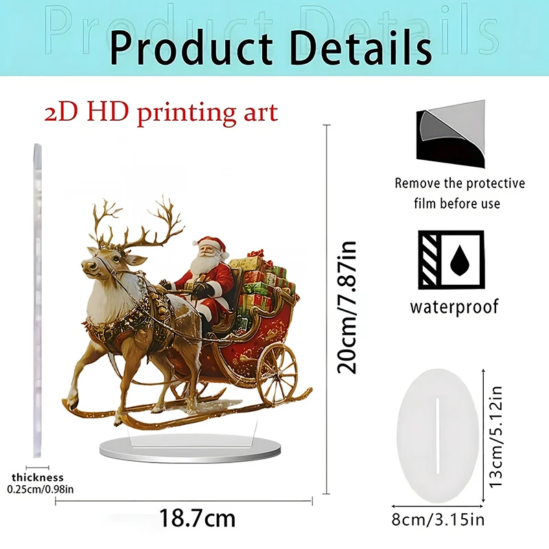 {HMA84}{MX} Christmas Carousel Snowhouse Reindeer Scene 2D Acrylic Ornaments Home Office Decoration Xmas Party Gift Photo Props