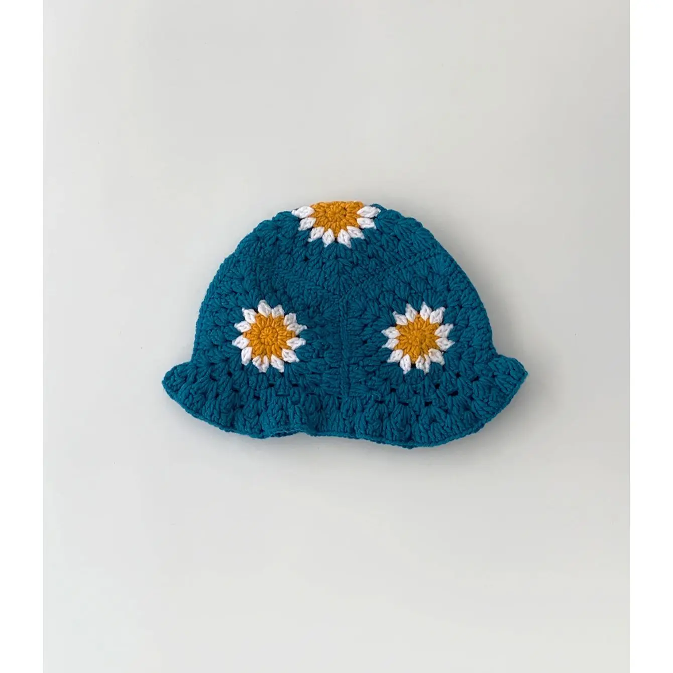 

Hollow Hand-Crocheted Cute Flower Fisherman Hat Showing Face Small Concave Shape Foldableing Wool Basin Hat Sun Hat for Women