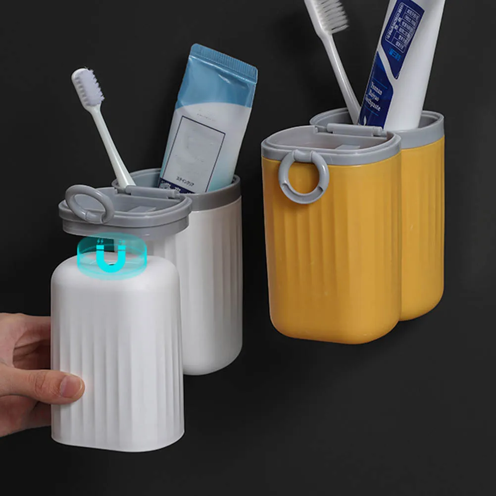 

Travel Toothbrush Cup Set Lightweight Portable Travel Use Small Size Storage Case Toothpaste Toothbrush Holder PP Magnet