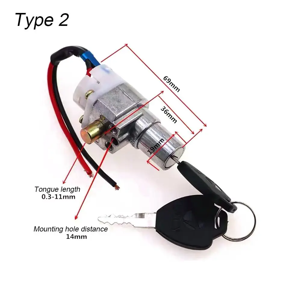 E-Bike Battery Lock With 2 Keys Electric Bicycle Charger Power Switch Universal Scooter Motorcycle Accessories High Performance