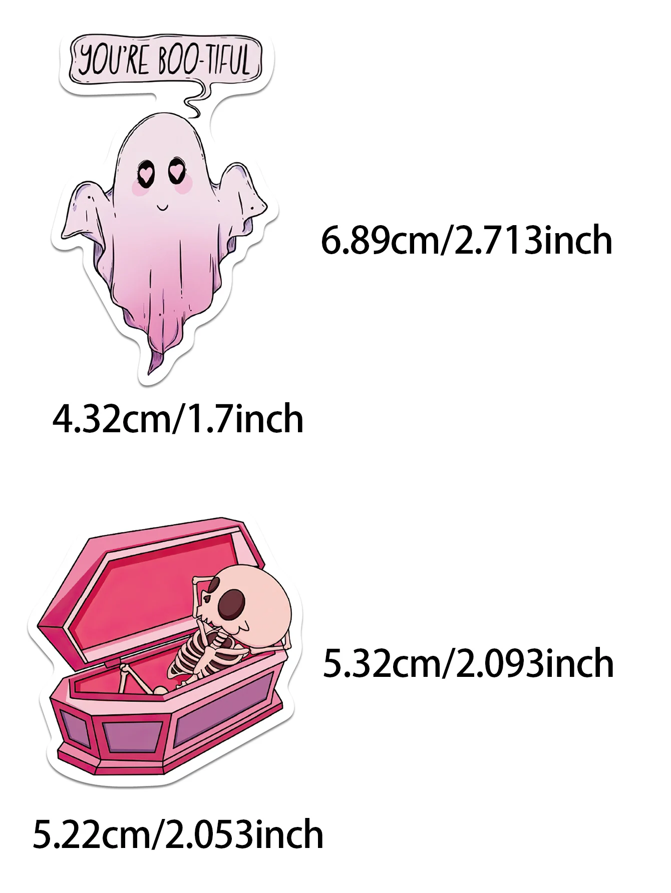 Imagem -06 - Halloween Cartoon Adesivos Faça Você Mesmo Adesivo Impermeável Rosa Decorativo Mala Skate Guitarra Capacete 50 Pcs