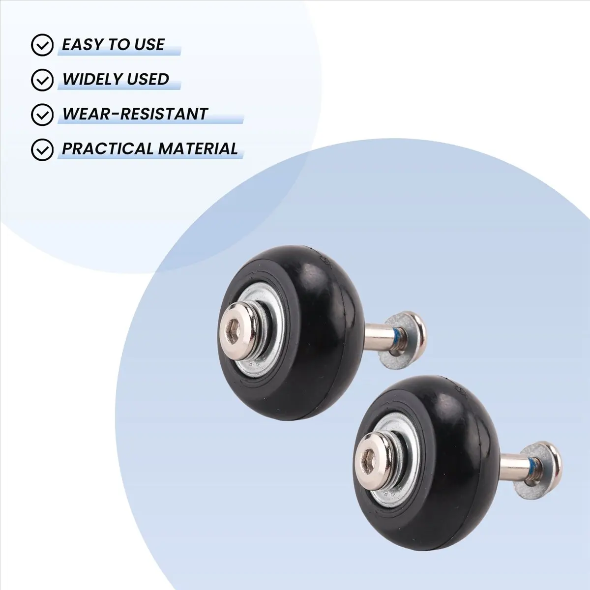 ABQR 2 jeux de roues de rechange pour valise à bagages, essieux, outil de réparation de luxe, diamètre extérieur 35mm