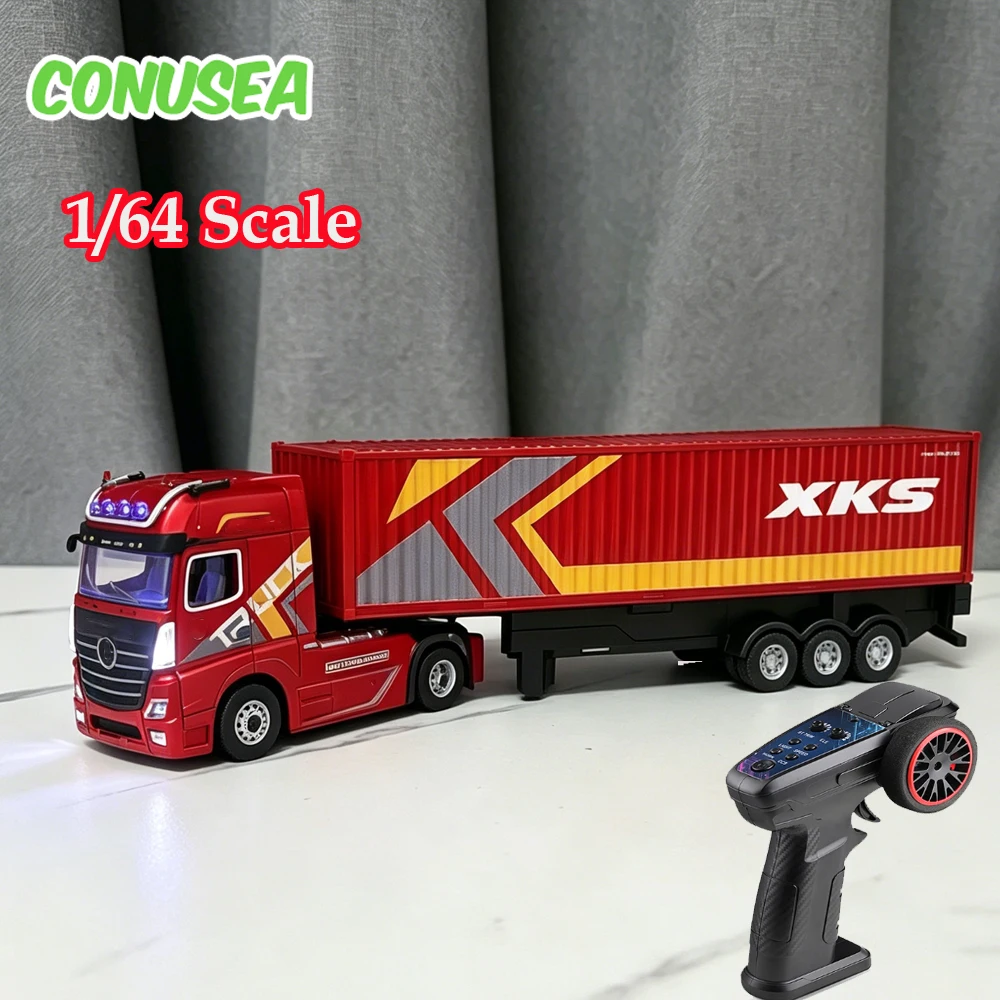 

1/64 Rc Mini Cars 4Wd Toy Car Drift Tractor Truck with Independent Control Liftable Container Lights Radio Control Car Toy