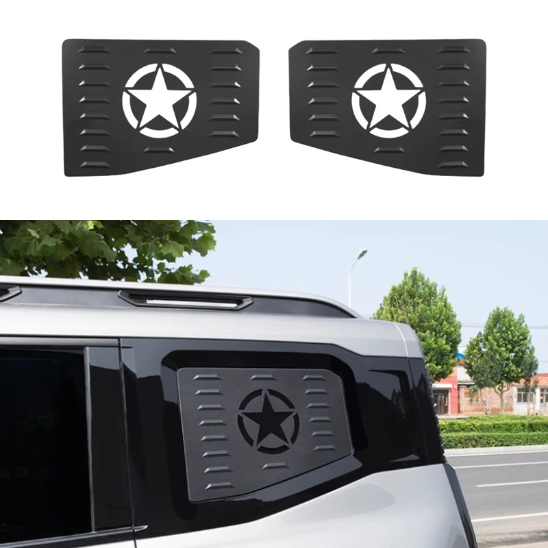 

Car Rear Window Side Mecha Net Triangle Window Black Warrior Metal Sticker Fit for Jetour Traveler T2 Car Exterior Accessories