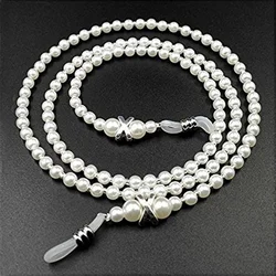 Fashion Student Sunglasses Mask Holder Lanyard Beaded Necklace Imitation Pearl Non-Slip Glasses Chain Jewelry for Women Gifts
