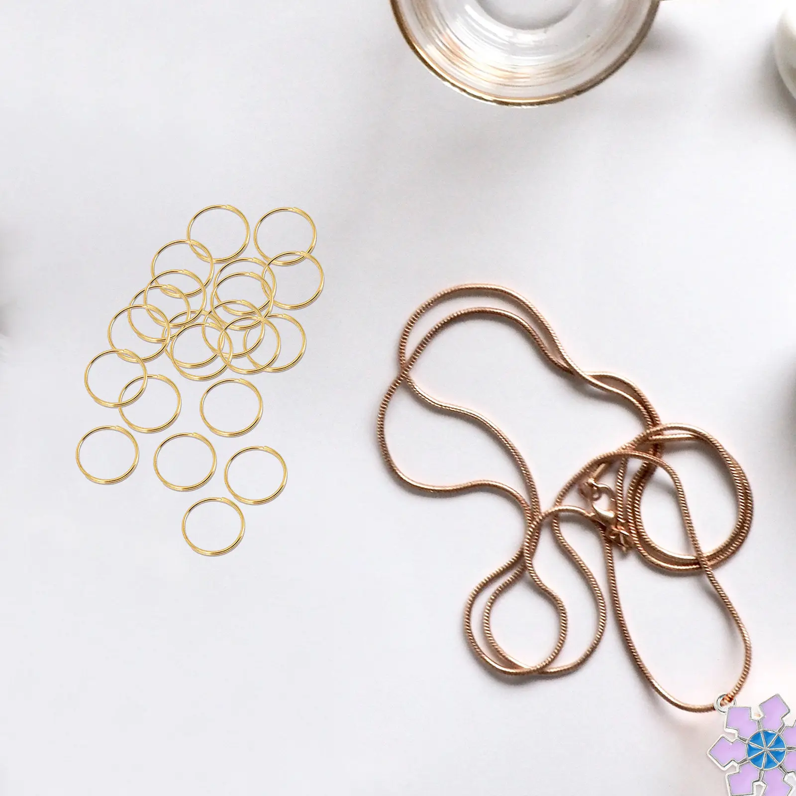 300Pcs Stainless Steel Chandelier Connection Ring Premium Octagonal Beads Connector for Crystal Lamp DIY Chandelier Accessory