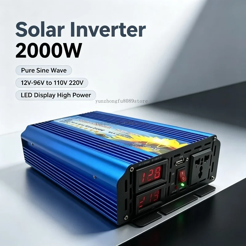 2000W 12V 24V 36V 48V 60V 72V 96V To 110V 220V High-power Photovoltaic Pure Sine Wave Inverter LED Display Solar Inverter