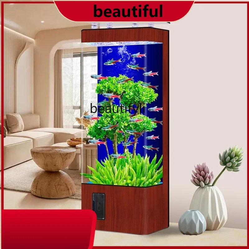 

Fish Tank Living Room Semi-round Fish Tank Screen Floor Glass Fish Globe Ecological Change Water H