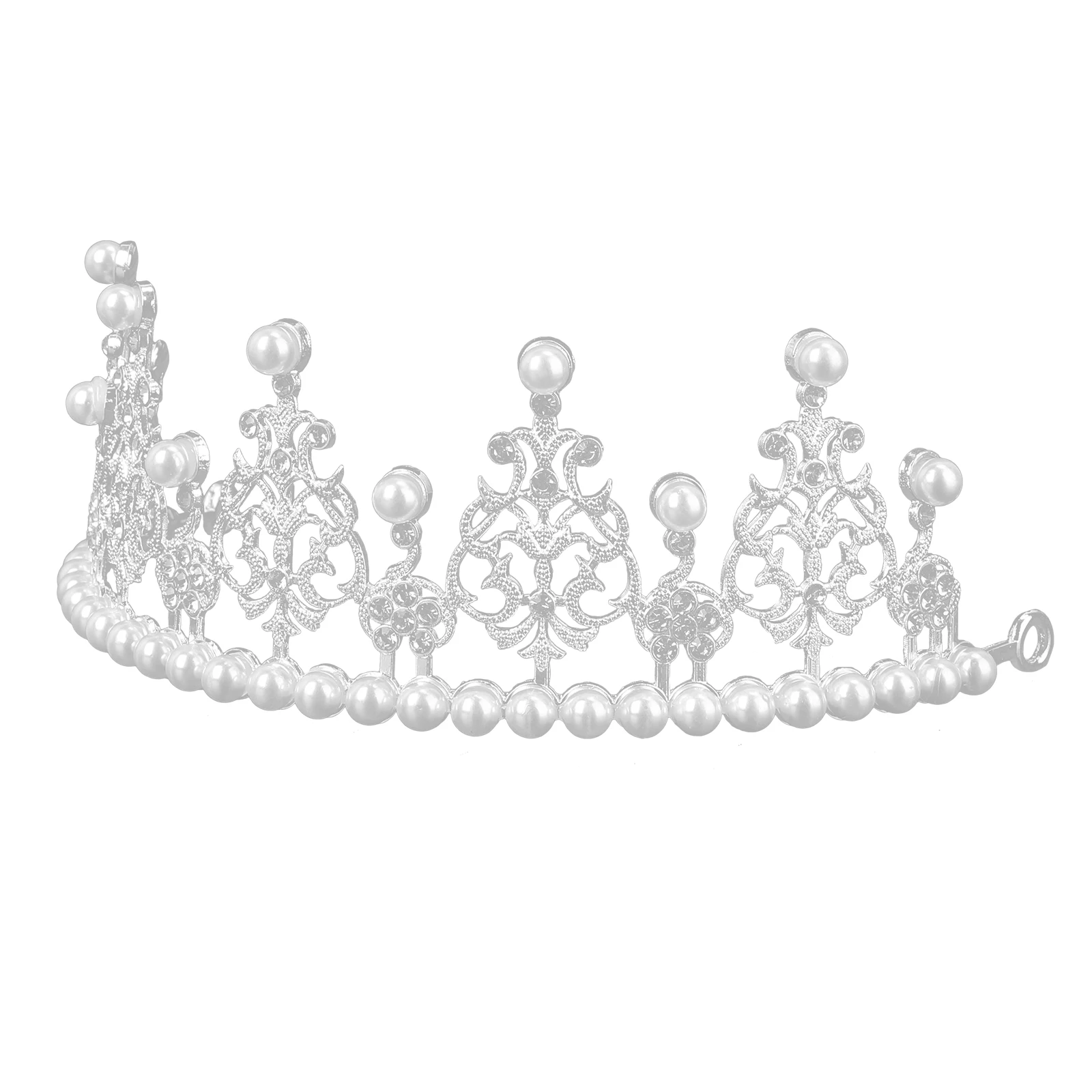 

Cake Mold Decoration Crown Tiara Birthday Wedding Silver Plated Crystal Pearls Accessories Cake Decor