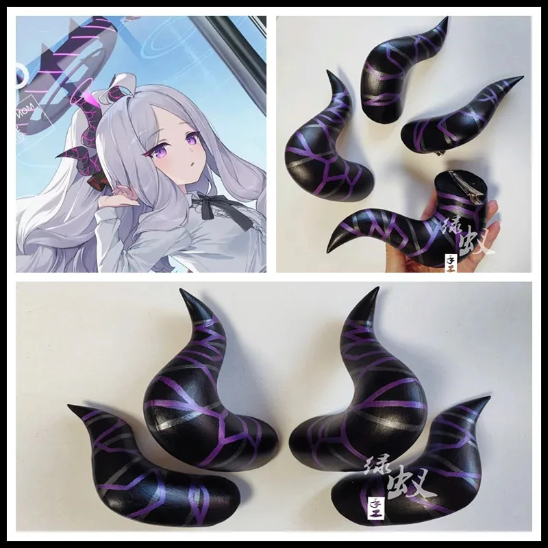 

Game Blue Archive Sorasaki Hina Cosplay Horns Headclips Headwear Hair Props Halloween Accessories