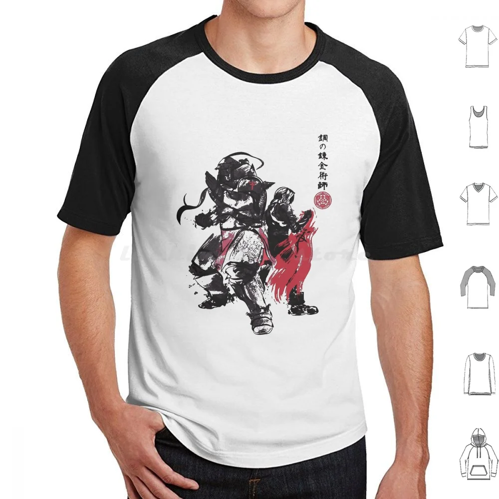 Camiseta Brotherhood Sumi-E de gran tamaño, 100% algodón, Homunculus Fullmetal Alchemist, Anime Manga, Full Metal Brotherhood, Edward Elric