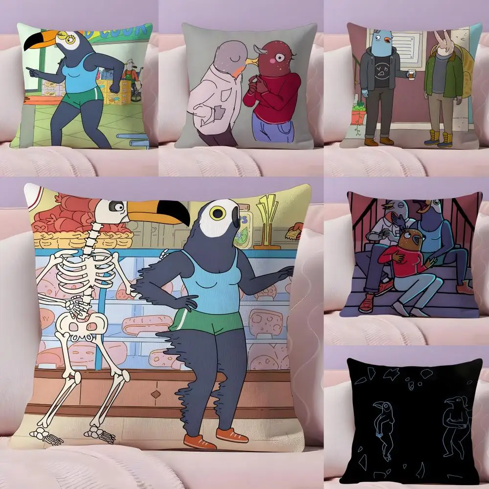 Funda de almohada de anime Tuca y B-Bertie, funda de almohada de tela de felpa, estampado suave de doble cara, cojín de alta calidad para el hogar y el sofá
