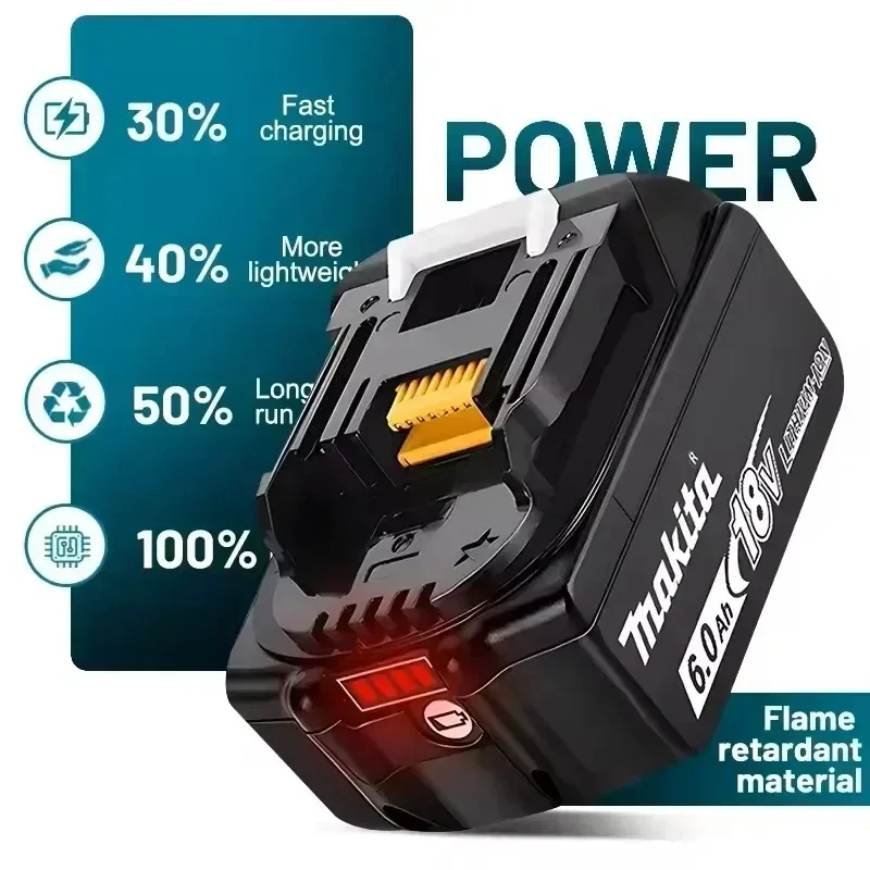 Makita 18V LXT 6.0Ah Original Rechargeable Battery BL1860 BL1850 BL1840 BL1830B Replacement Power Tool Battery