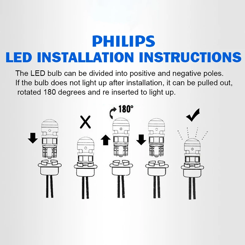 فيليبس Ultinon Pro12961 LED T10 W5W 6500K أبيض بارد نمط جديد سيارة الداخلية/وقوف السيارات ضوء بدوره إشارات مصابيح 11961CU31B2 ، زوج