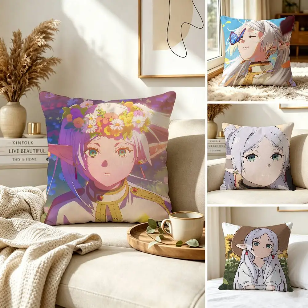 Anime F-Frieren Beyond J-Journey's End Pillow Case for Sofa Living Room Home office Decor Protective Cover
