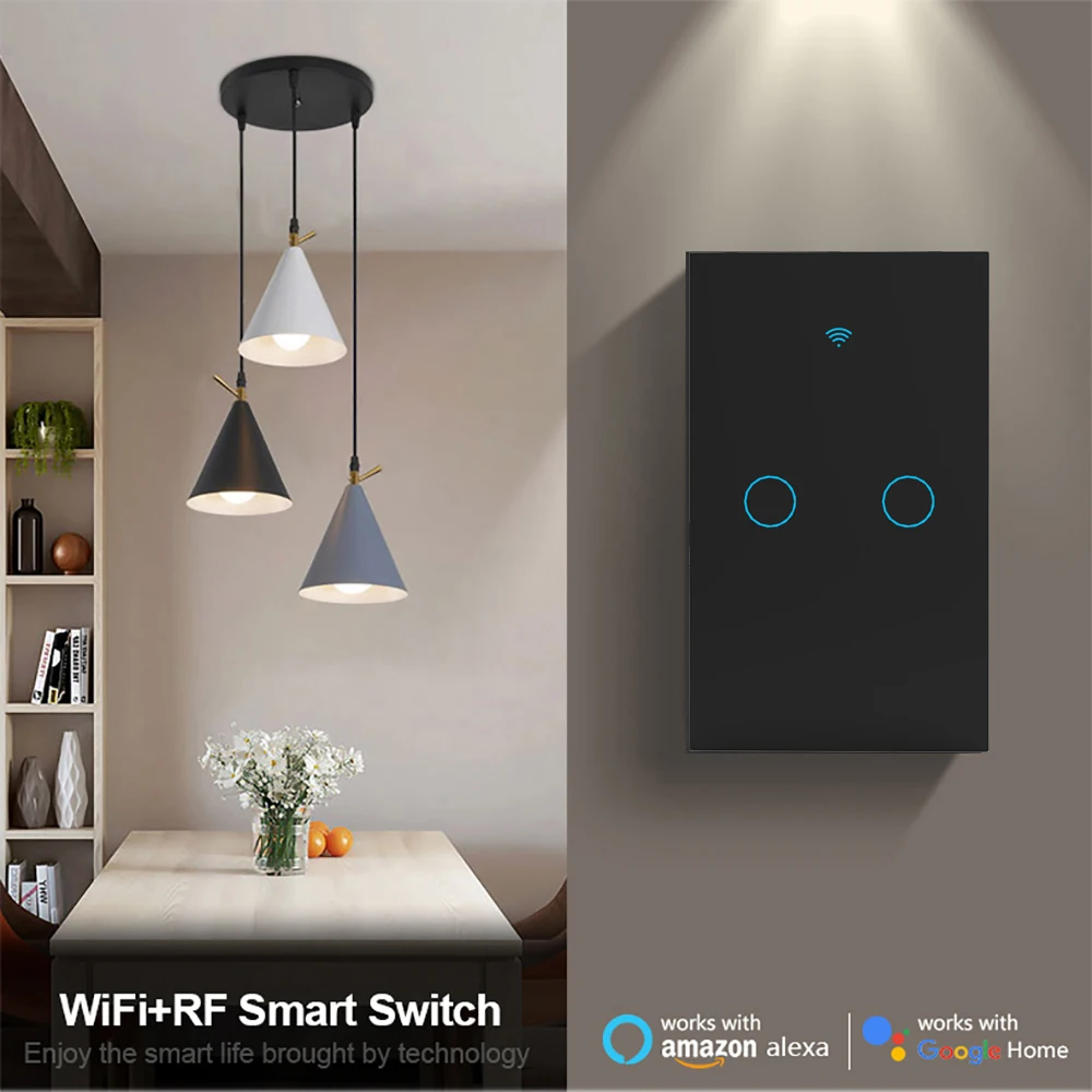 AXUS WiFi Ewelink APP Light Wall Switches Touch Smart Wireless Remote Control No Neutral Wire Install Support Alexa Google Home