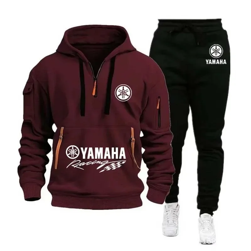 Conjunto Deportivo Yamaha Racing Team 2026 para Hombre, Primavera, Sudadera con Media Cremallera y Pantalones, Conjunto Unisex de Sudadera y Joggers