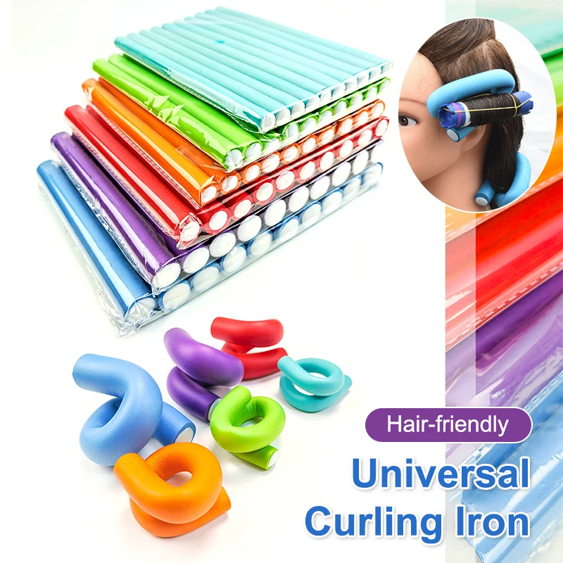 10pcs Flexible Hair Curling Rod Hair Curler Makers Soft Foam Bendy Twist Curls Flexi Rollers Styling Tools No Heat Roller