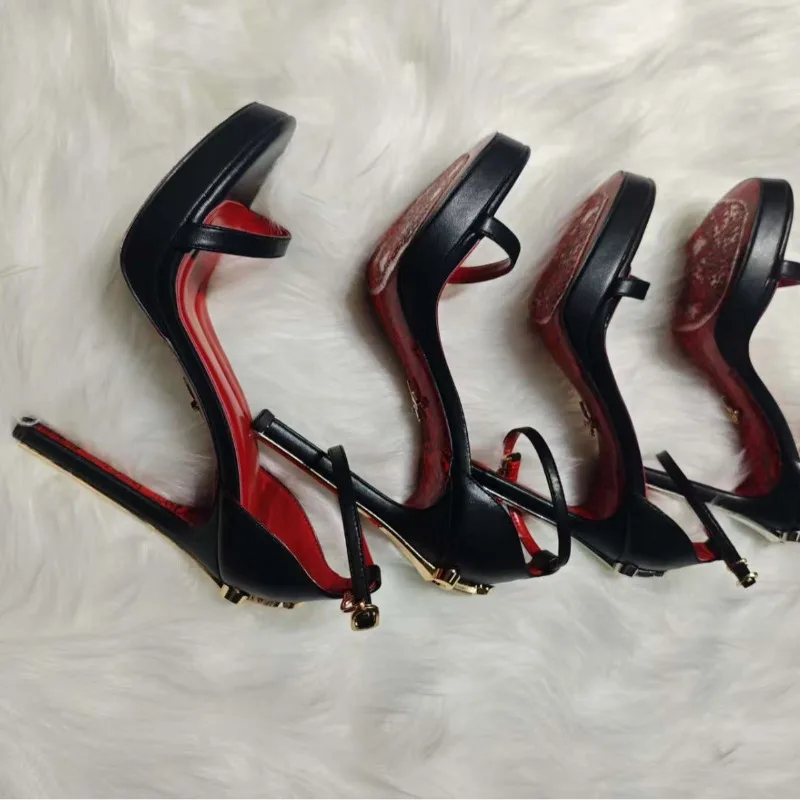 Women's Sandals 12cm High Quality Women's Pumps Fashion Open-toe Metal Heel Casual Women's Sandals New Temperament Banquet Shoes