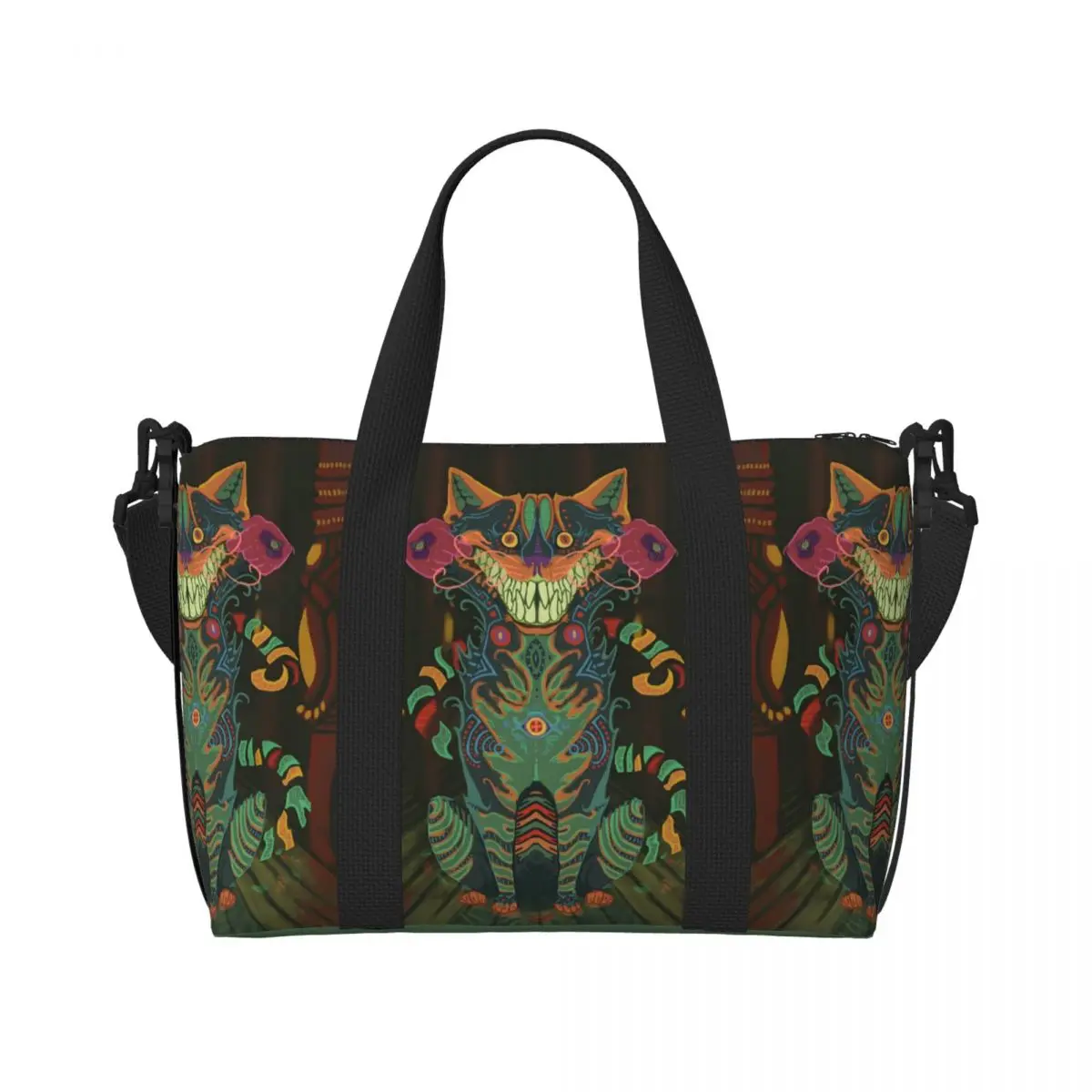 

Сумка для покупок с чеширским котом на заказ, женская большая вместительная сумка для спортзала с улыбающимся котом, пляжные дорожные сумки