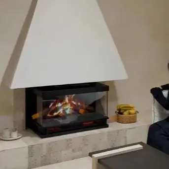 Holographic Projection Electric Fireplace, 3D Adjustable Realistic Flame Effect, Indoor Decor Home Space Saving Electric Heater