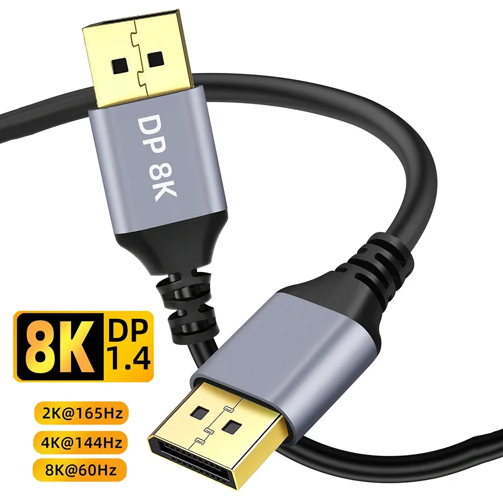 DisplayPort 1.4 DP Cable 8K@60Hz 4K@144Hz 1080P@240Hz 32.4Gbps High Speed Cord For PC Graphics Card Computer Monitor Gaming PC