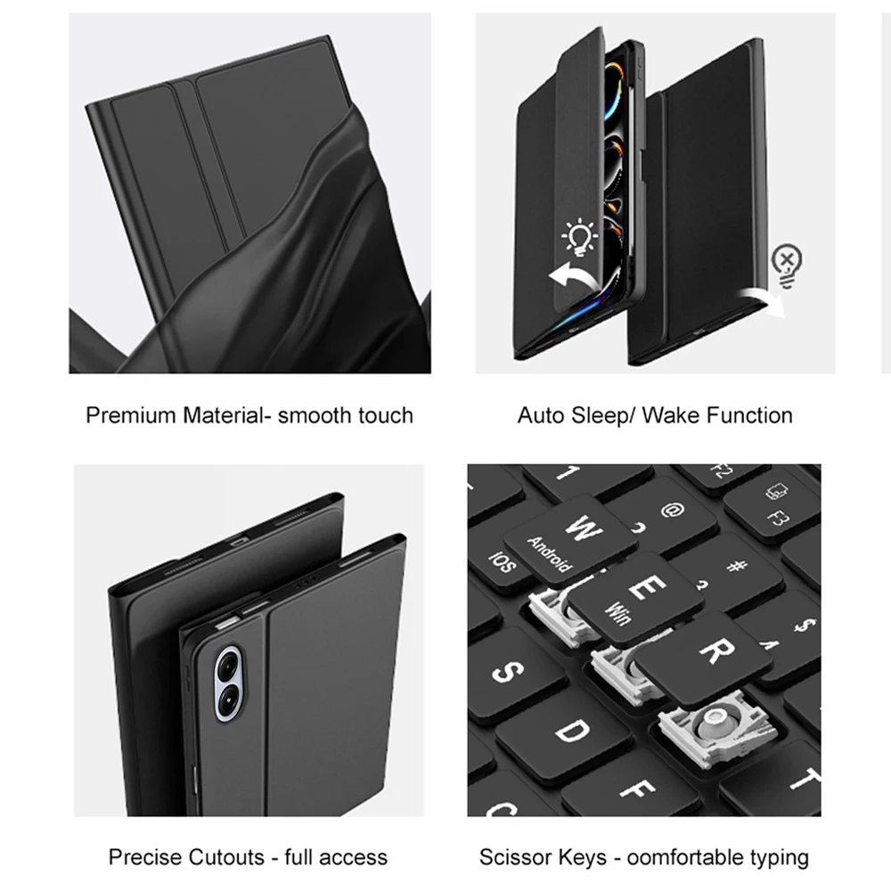 Redmi Pad Pro 12.1 lnch 용 키보드 케이스, Xiaomi POCO Pad 12.1 인치 태블릿 케이스 (분리형 무선 블루투스 키보드 포함)