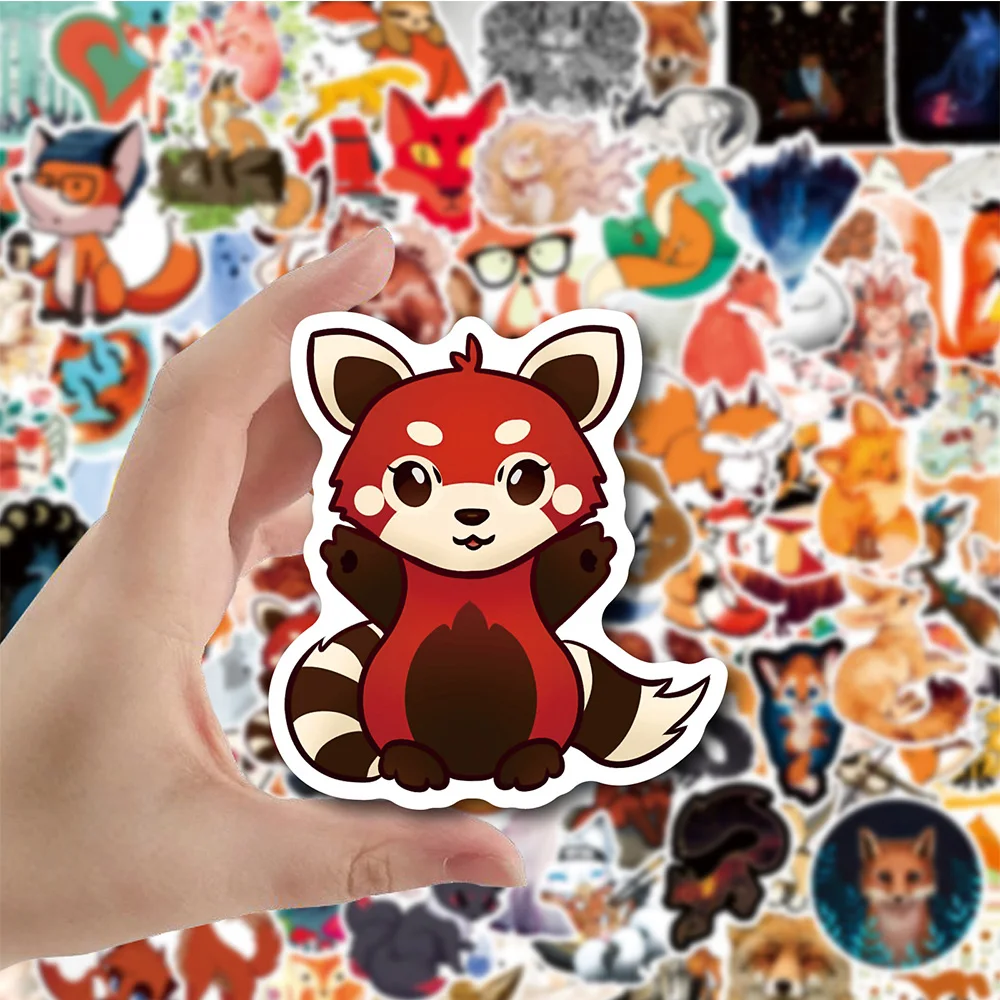 10/30/50/100pcs Cute Animal Fox Stickers Children Stationary Laptop Diary Notebook Refrigerator Kawaii Decal Sticker for Kid Toy