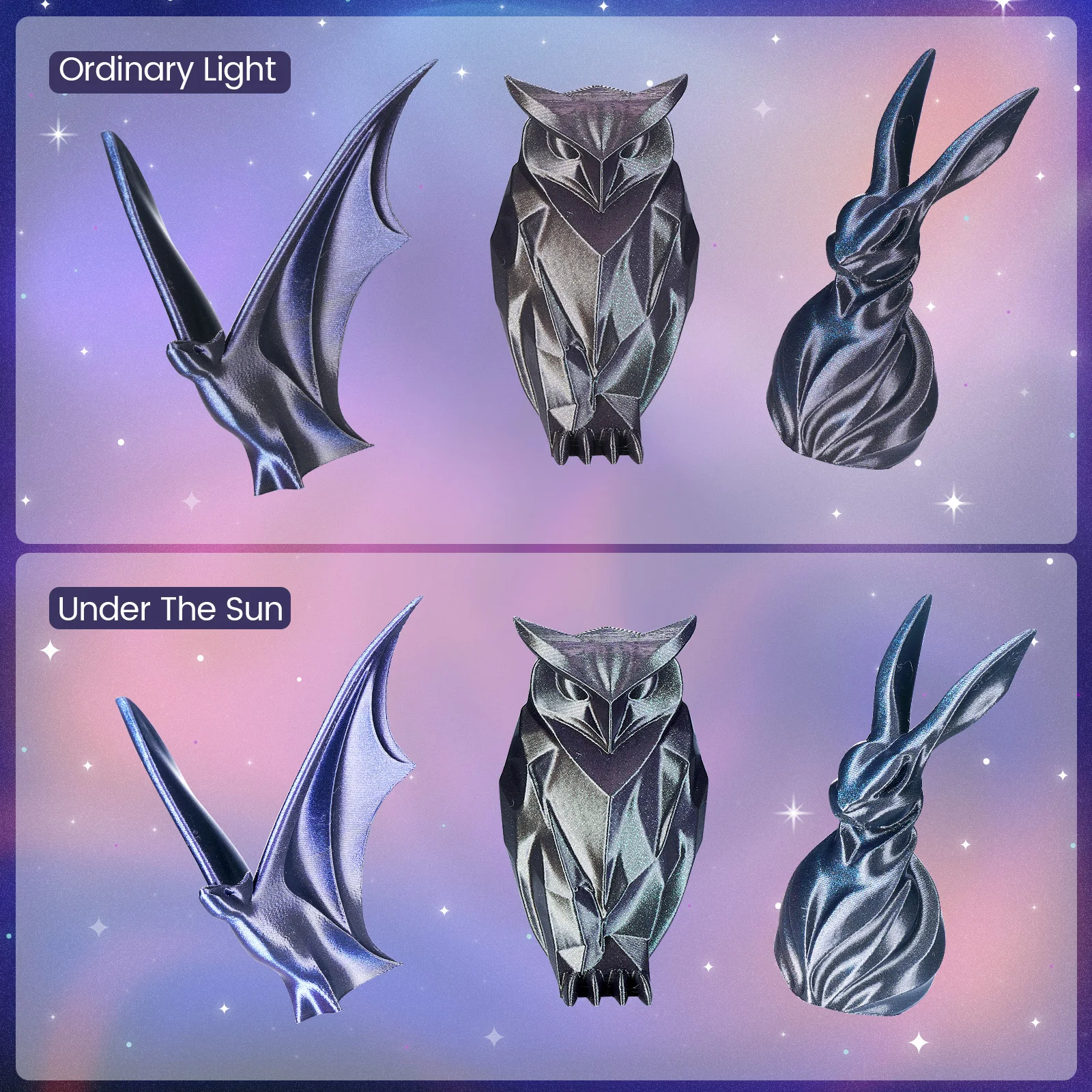 ERYONE 1KG Burnt Dual Color PLA Filament 3D Printer 1.75mm +/- 0.03mm, Glitter PLA Filament 1KG/Spool