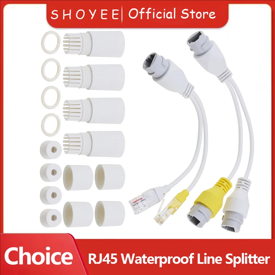 

Водонепроницаемый IP PoE Ethernet-сплиттер-адаптер RJ45 подходит для разъемов для установки камеры безопасности Управление кабелем Ethernet