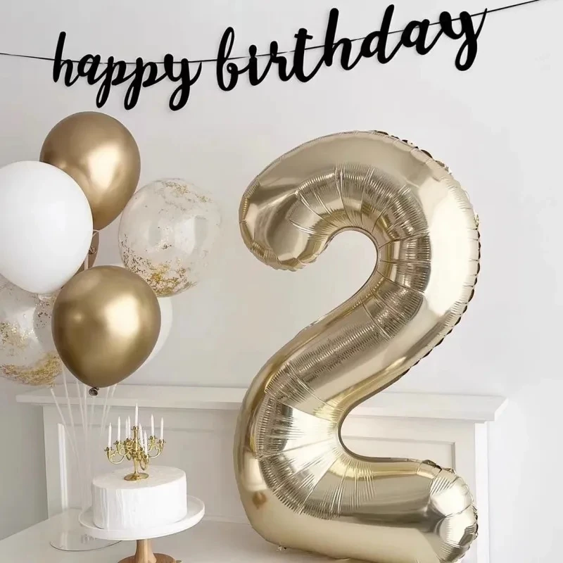 

40Inch Champagne Gold Number Balloon Adult Baby Boy Girl Happy Birthday Party Decorations 1st Kids Large 1-9 Foil Helium Globos