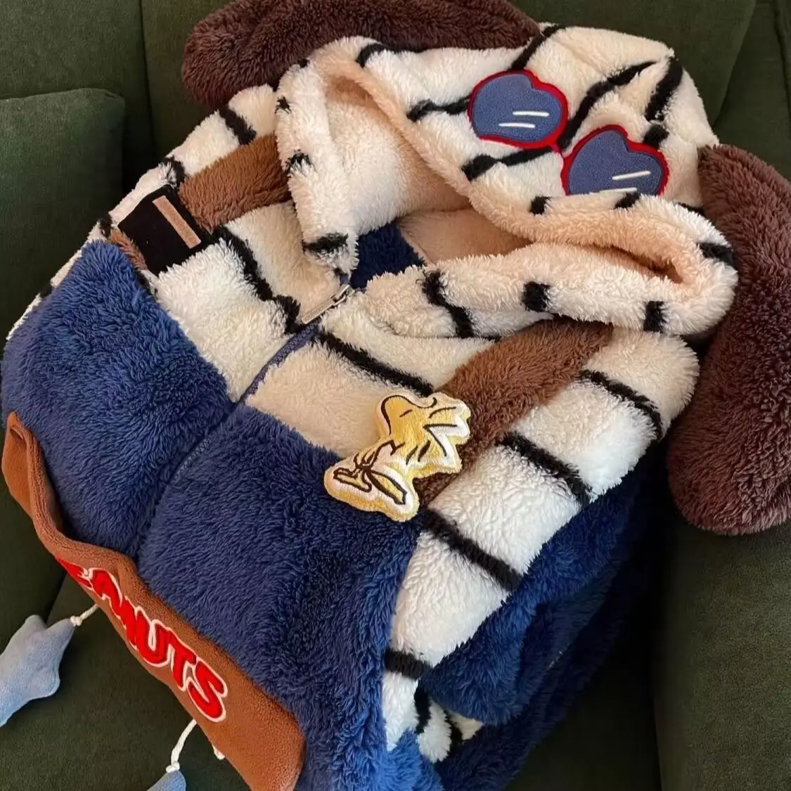 Женские пижамы-комбинезоны Artoon Snoopy, длинная полоска для девочек, большие размеры, утепленная теплая домашняя одежда для подростков и взрослых