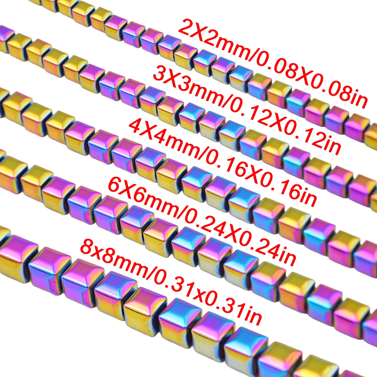2-8mm 52-174pcs Hematite Faceted Square Cube Center Drilled Loose Beads DIY Handmade Bracelet Necklace Jewelry Making Supplies