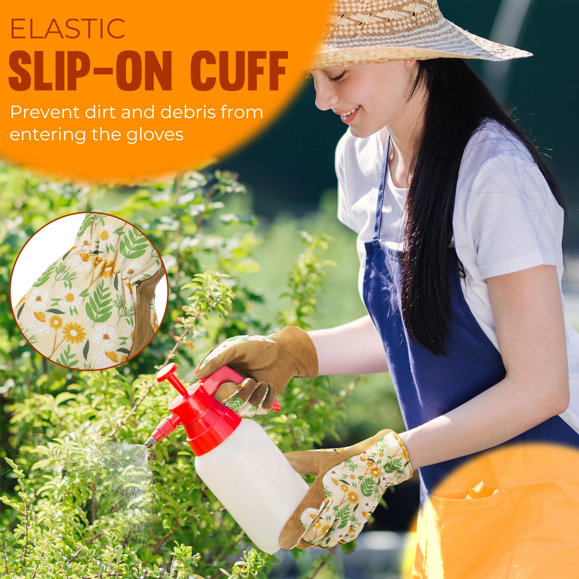 Handlandy luvas de jardinagem para mulheres, respirável senhoras pele de cabra couro vida diária quintal luvas de trabalho melhor presente para jardineiros