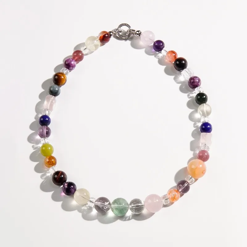 colorful 12mm multi-treasure necklace, female niche light luxury high-end sense, give gifts to
