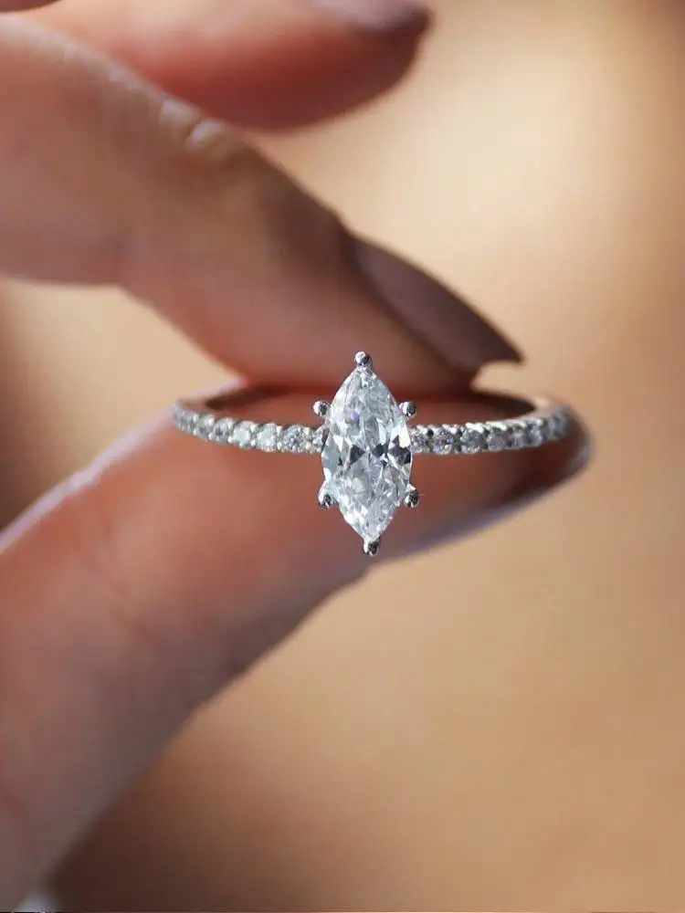 925 Sterling Silber Einfache Klassische 2 Karat Pferd Auge Zirkon Ring Für Frauen, Verlobung, Hochzeit Luxus Hohe Qualität Edlen schmuck