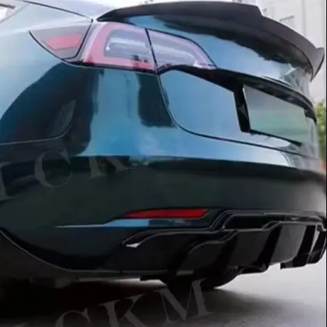 Rear Bumper Lip Chin Spoiler  ABS Gloss Black Rear Bumper Lip Diffuser Splitters Spoiler Body Kits Tuning For Tesla Model 3 view 3