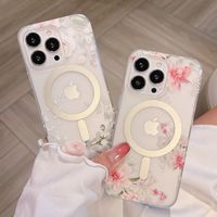 Scrub Floral For Magsafe Magnetic Wireless Charging Case For iPhone 16 15 14 13 12 11 Pro Max Plus Shockproof Acrylic Back Cover