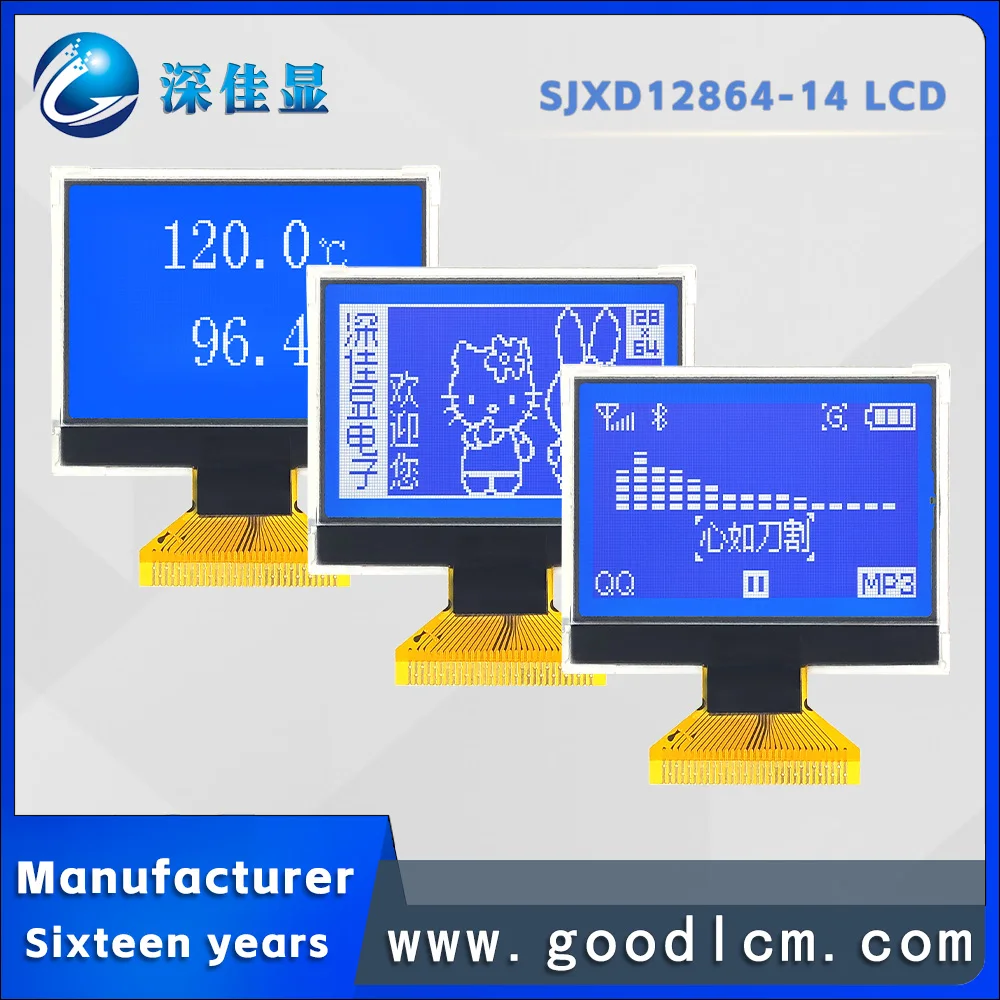 

Parallel/SPI serial port JXD12864-14 STN Negative COG module Small size 128 * 64 graphic dot matrix display with backlight