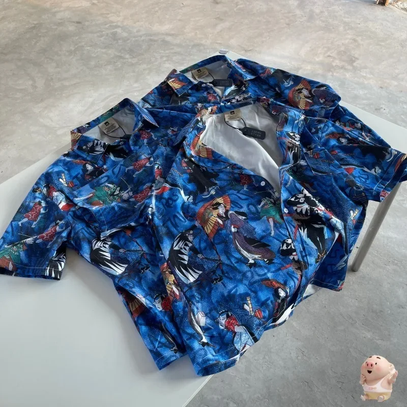 

Blue Martine Rose HAWAIIAN SHIRT Men Women 1:1 T-Shirt Shirts Beach Top Tees Hip Hop