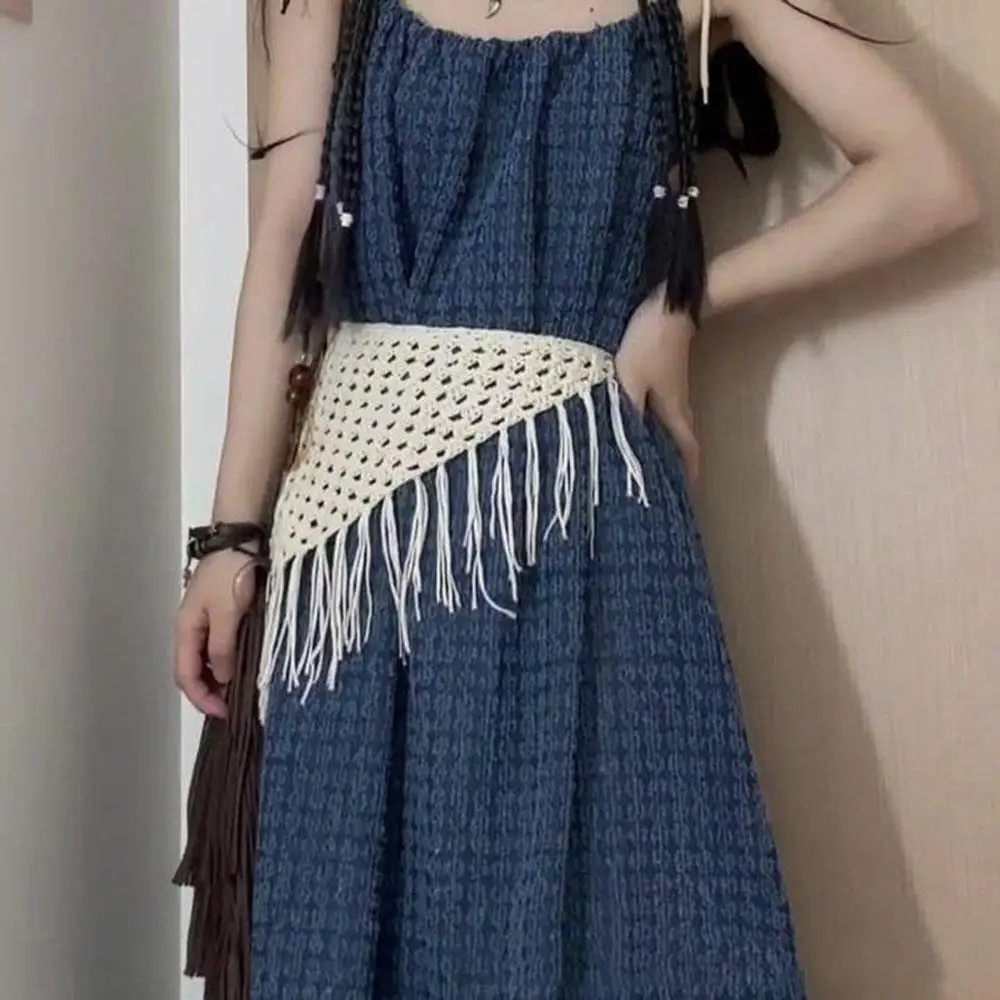 جديد Y2k الجوف التدريجي هامش مثلث وشاح بعقب الستار تنورة الكورية الشعر وشاح لوليتا نصف تنورة الخصر الورك التفاف موضة باندانا #3